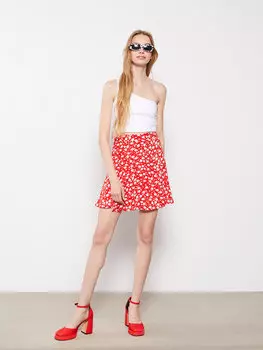 Женская юбка из вискозы с цветочным принтом и эластичной резинкой на талии XSIDE