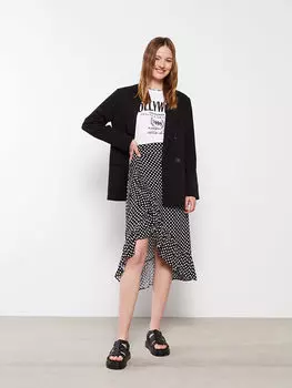 Женская юбка из вискозы в горошек с поясом на талии Xside