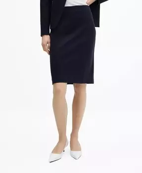 Женская юбка-карандаш ромской вязки с открытой деталью MANGO, синий