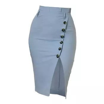 Женская юбка-карандаш с декором на пуговицах и поясом с завязками на талии ALLEGRA K, цвет Navy Blue