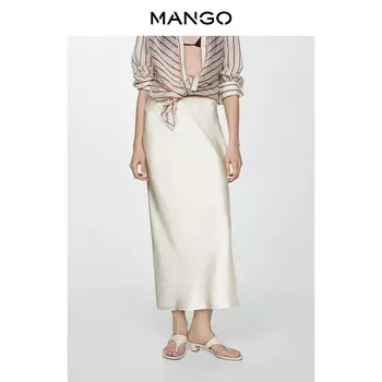 Женская юбка Mango глянцевая прямая, черный