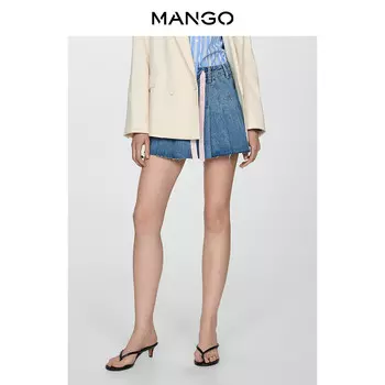 Женская юбка Mango из стираного денима, синий