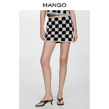 Женская юбка Mango контрастного цвета, черный