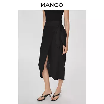 Женская юбка Mango льняная, черный