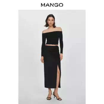 Женская юбка Mango с разрезом, черный