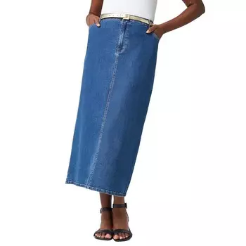 Женская юбка миди из эластичного денима Jessica London больших размеров, цвет Medium Stonewash