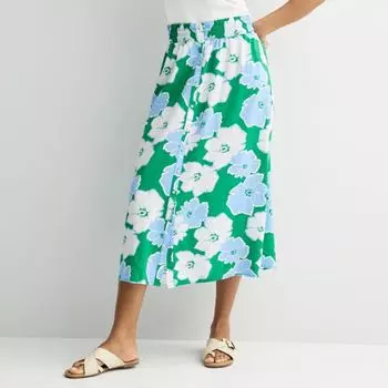 Женская юбка миди на пуговицах спереди Sonoma Goods For Life, цвет green peri floral