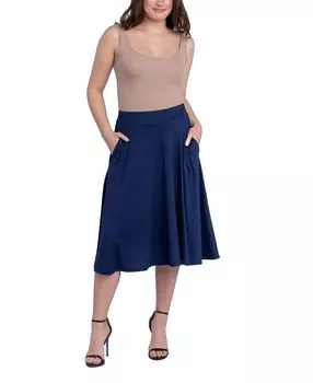 Женская юбка-миди с карманами и эластичным поясом 24seven Comfort Apparel, синий