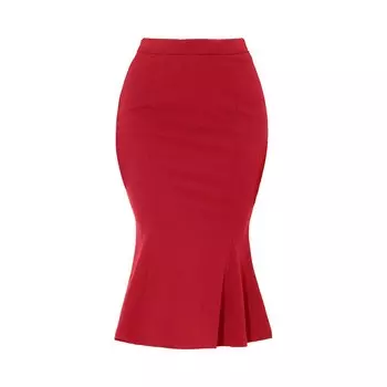 Женская юбка-русалка с высокой талией и металлическим декором, юбка-карандаш миди с рыбьим хвостом ALLEGRA K, красный