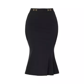 Женская юбка-русалка с высокой талией и металлическим декором, юбка-карандаш миди с рыбьим хвостом ALLEGRA K, черный