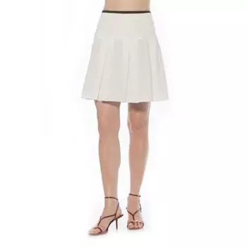 Женская юбка с контрастным поясом и складками Alexia Admor, белый