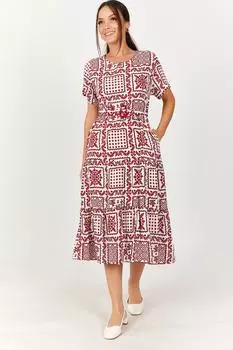 Женская юбка с красным квадратным узором и поясом с оборками Платье armonika, фиолетовый