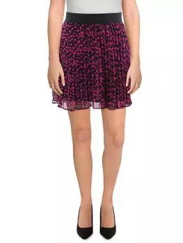 Женская юбка с плиссировкой и принтом в горошек с логотипом на талии DKNY, цвет black/electric fuschia