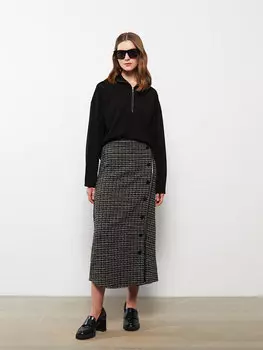 Женская юбка с узором и пуговицами LCWAIKIKI Classic, черный жаккард