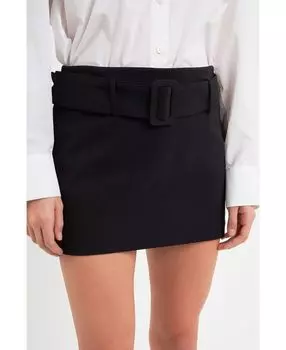 Женская юбка с заниженной талией и поясом English Factory, черный