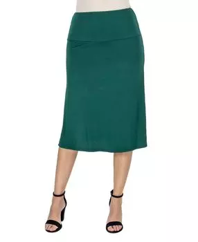 Женская юбка трапециевидной формы с эластичной талией до колен 24seven Comfort Apparel