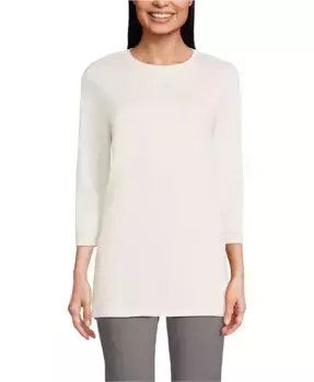 Женская удлиненная туника из хлопка Supima с рукавом 3/4 Lands' End, белый