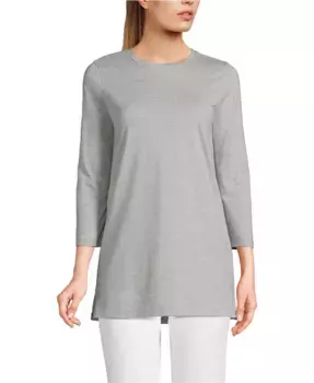Женская удлиненная туника из хлопка Supima с рукавом 3/4 Lands' End, серый