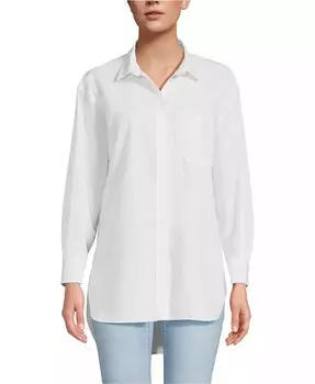 Женская удлиненная туника из нескользящего поплина Lands' End, белый