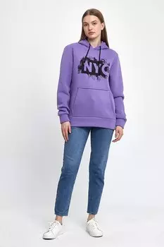 Женская удобная толстовка из 3-ниточного флиса с капюшоном и принтом NYC spr24swK09 Sperlife, сирень