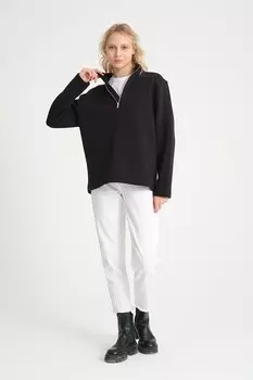 Женская удобная толстовка из формованного флиса с 3 нитками и полумолнией spr24swK21 Sperlife, черный