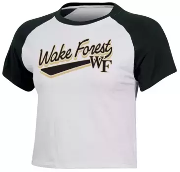 Женская укороченная бейсбольная футболка Champion Wake Forest Demon Deacons белого/черного цвета