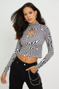 Женская укороченная блузка цвета экрю с глубоким вырезом G96 Cool & Sexy, черный