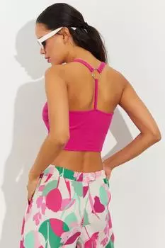 Женская укороченная блузка на камзоле цвета фуксии с петлями сзади B2552 Cool & Sexy, розовый