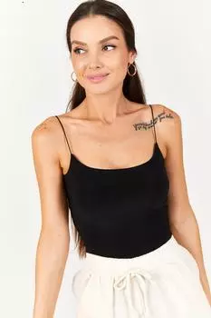 Женская укороченная блузка с черной ниткой на подкладке armonika, черный