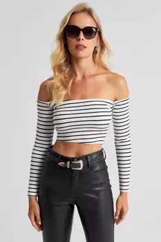 Женская укороченная блузка в белую полоску CG323 Cool & Sexy, белый