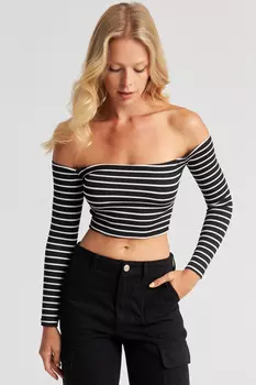 Женская укороченная блузка в черную полоску CG323 Cool & Sexy, черный