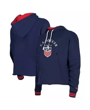Женская укороченная флисовая толстовка с капюшоном 5th & Ocean by Navy USWNT Athleisure New Era, синий