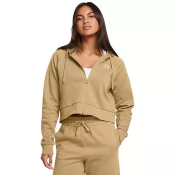 Женская укороченная флисовая толстовка с молнией во всю длину Under Armour Rival, цвет Camel