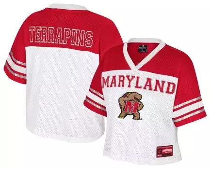 Женская укороченная футбольная майка Colosseum Maryland Terrapins белого цвета Treasure