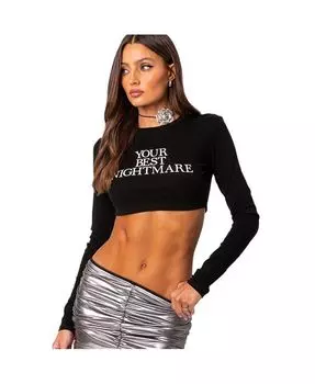 Женская укороченная футболка Best кошмар Edikted, черный