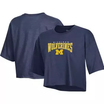 Женская укороченная футболка Champion Heather Navy Michigan Wolverines Boyfriend Champion