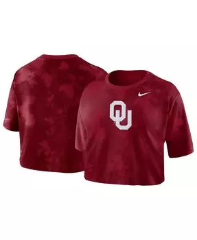 Женская укороченная футболка crimson oklahoma sooners с принтом тай-дай Nike