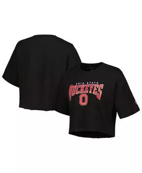 Женская укороченная футболка для бойфренда Heather Charcoal Ohio State Buckeyes Boyfriend Champion, черный
