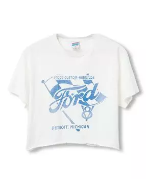 Женская укороченная футболка Ford Flag Flea Market Junk Food Clothing, белый