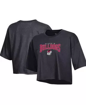 Женская укороченная футболка Heather Charcoal Georgia Bulldogs Boyfriend Champion, черный