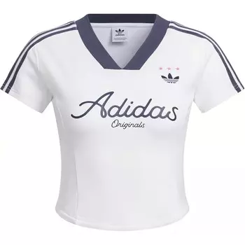 Женская укороченная футболка из джерси белого цвета Adidas Originals