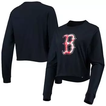 Женская укороченная футболка из джерси с длинными рукавами New Era Navy Boston Red Sox Baby New Era