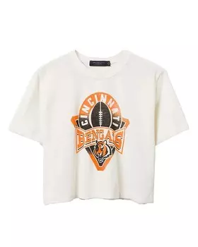 Женская укороченная футболка NFL Cincinnati Bengals с воротником-стойкой Junk Food Clothing, белый