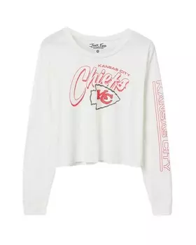 Женская укороченная футболка NFL Kansas City Chiefs Touchdown с длинными рукавами Junk Food Clothing, белый