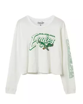 Женская укороченная футболка NFL Philadelphia Eagles Touchdown с длинными рукавами Junk Food Clothing, белый