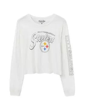 Женская укороченная футболка NFL Pittsburgh Steelers Touchdown с длинными рукавами Junk Food Clothing, белый