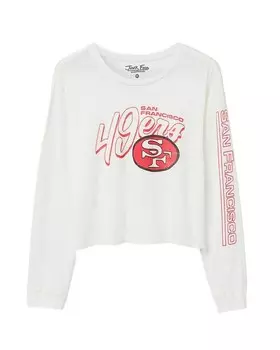 Женская укороченная футболка NFL San Francisco 49ers Touchdown с длинными рукавами Junk Food Clothing, белый