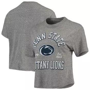 Женская укороченная футболка Pressbox Tri-Blend Knobi серого цвета Penn State Nittany Lions Bishop Tri-Blend Knobi