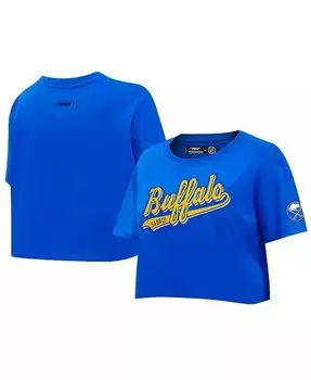 Женская укороченная футболка Royal Buffalo Sabers Boxy Script Tail Pro Standard, синий