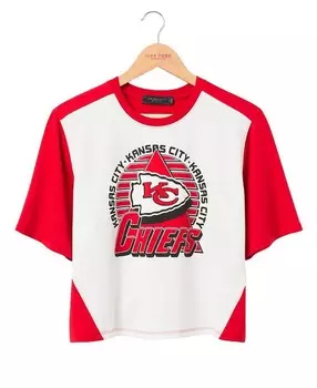 Женская укороченная футболка с цветными блоками NFL Kansas City Chiefs NFL Kansas City Clothing Junk Food Clothing, белый